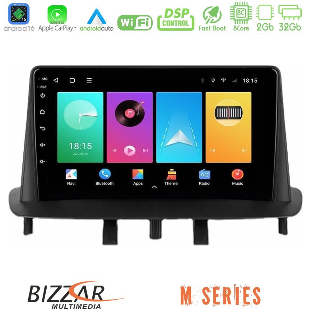 Bizzar M Series 8Core Android16 2+32GB  Renault Megane 3 2009-2013 Navigation Multimedia Tablet 9"
