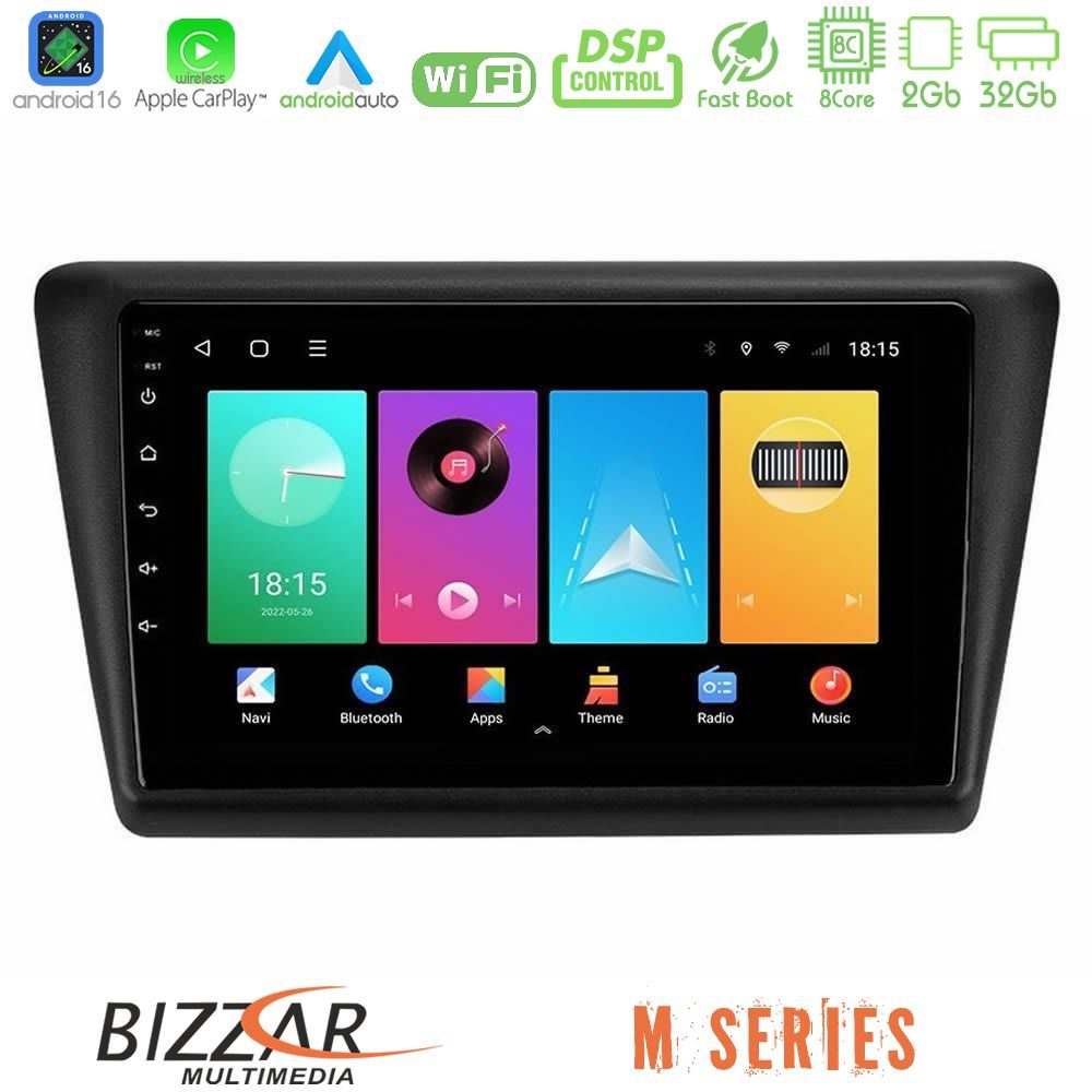 Bizzar M Series 8Core Android16 2+32GB Skoda Rapid 2013-2017 Navigation Multimedia Tablet 9"