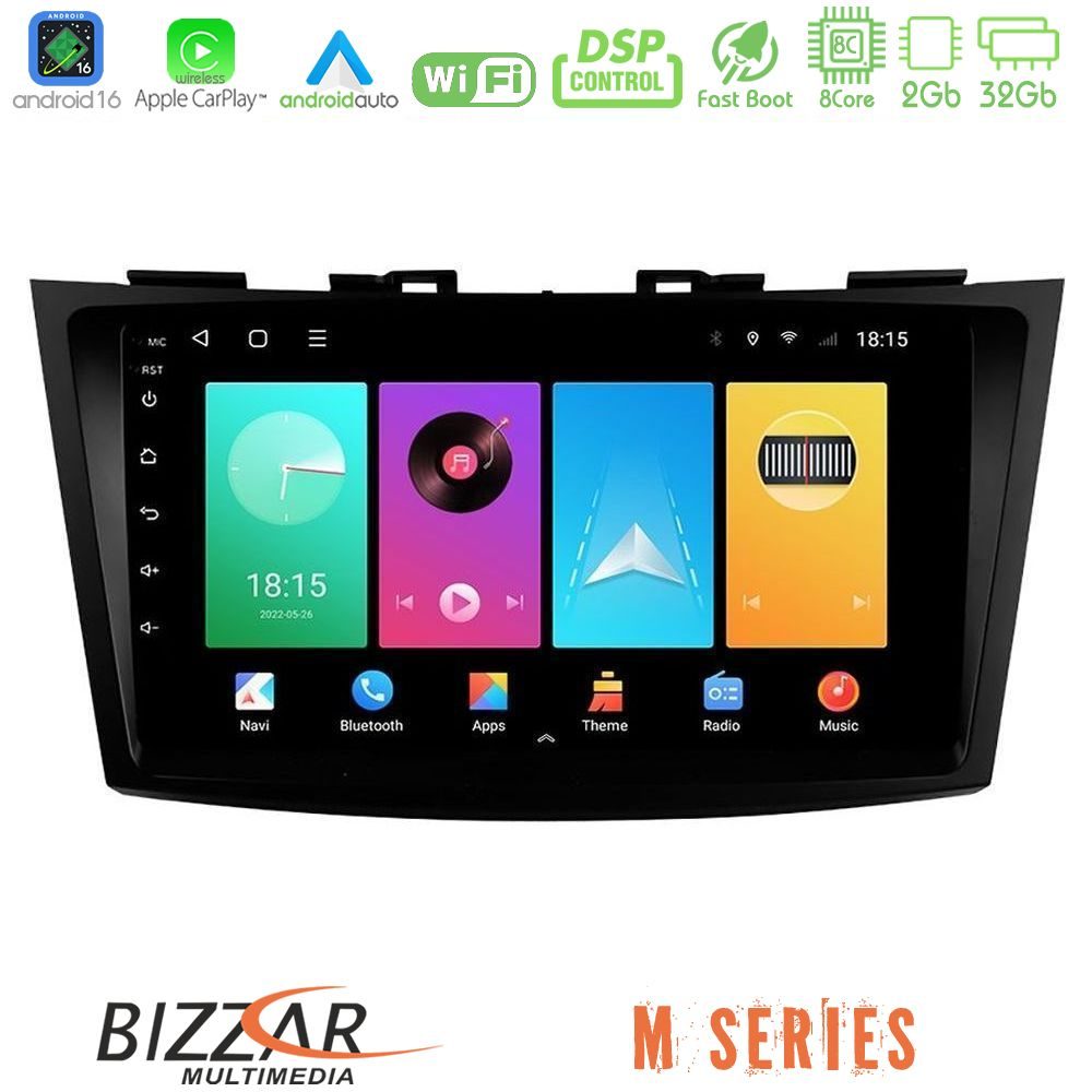 Bizzar M Series 8Core Android16 2+32GB  Suzuki Swift 2011-2016 Navigation Multimedia Tablet 9"