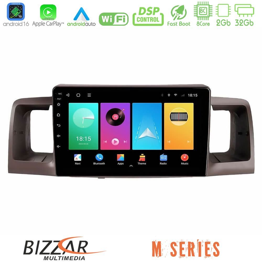 Bizzar M Series 8Core Android16 2+32GB Toyota Corolla 2002-2006 Navigation Multimedia Tablet 9"