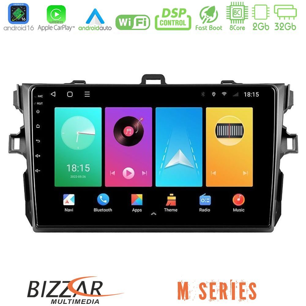 Bizzar M Series 8Core Android16 2+32GB Toyota Corolla 2007-2012 Navigation Multimedia Tablet 9"