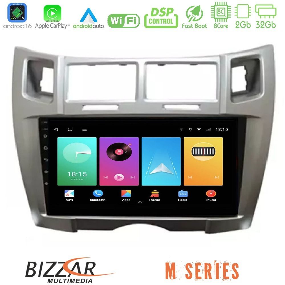 Bizzar M Series 8Core Android16 2+32GB Toyota Yaris Navigation Multimedia Tablet 9" (Ασημί Χρώμα)