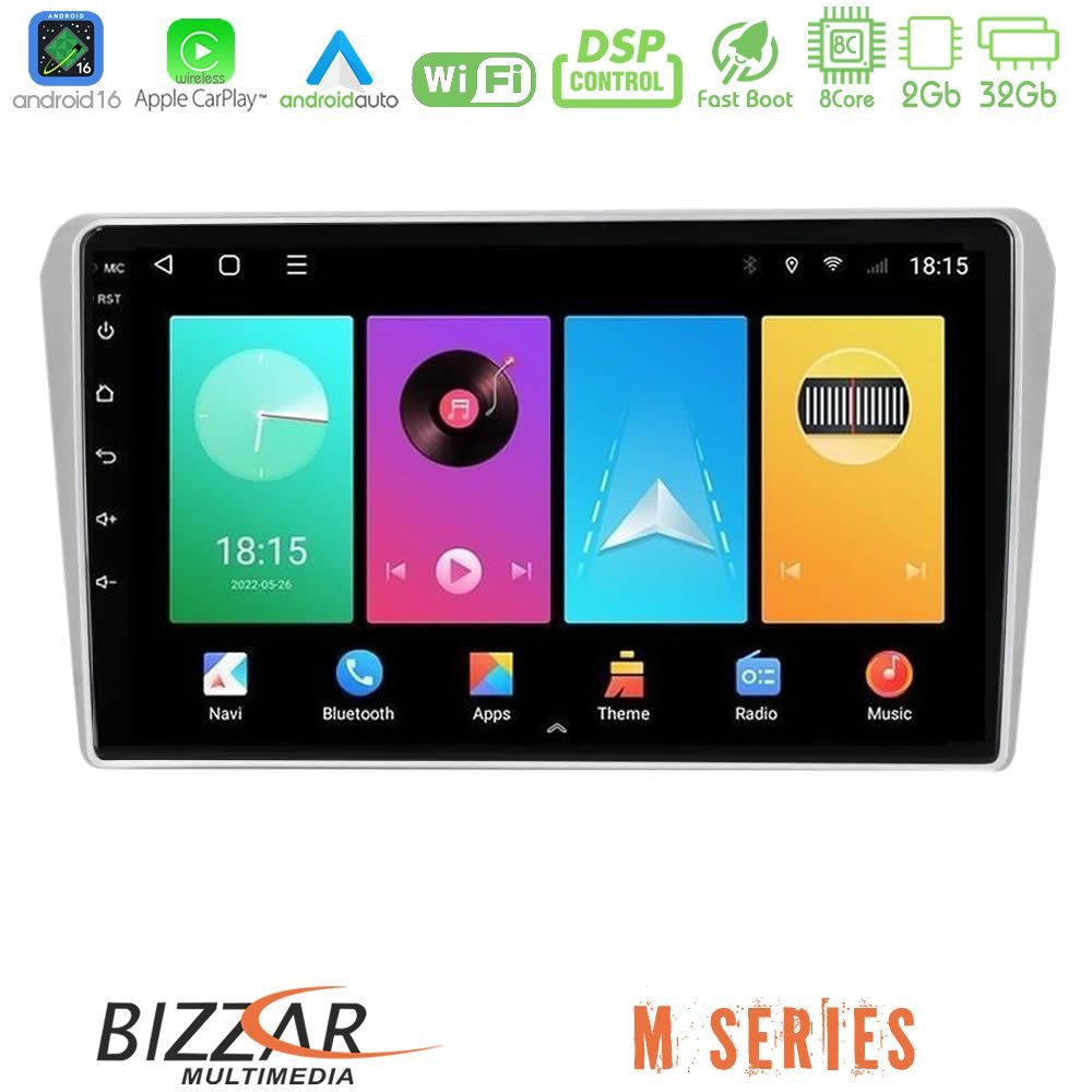 Bizzar M Series 8Core Android16 2+32GB Toyota Avensis T25 02/2003–2008 Navigation Multimedia Tablet 9"