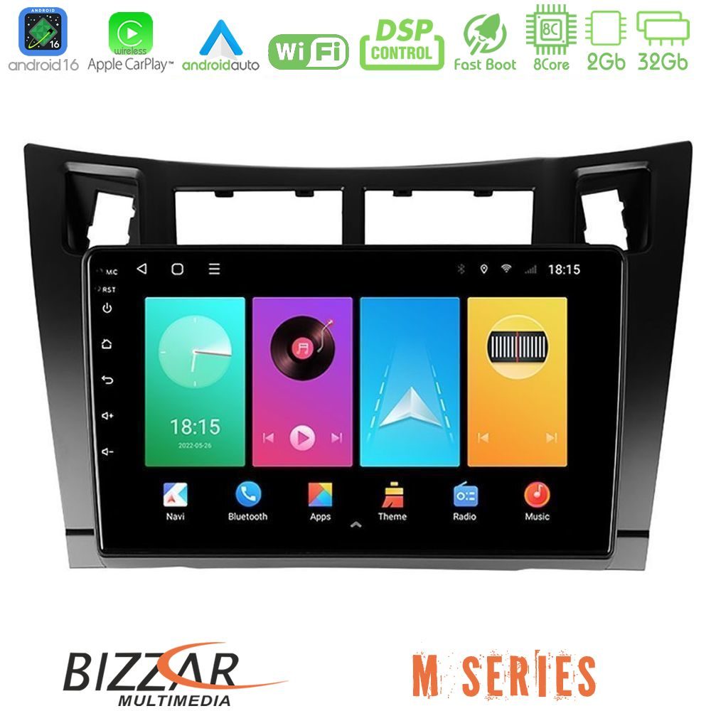 Bizzar M Series 8Core Android16 2+32GB Toyota Yaris Navigation Multimedia Tablet 9" (Μαύρο Χρώμα)