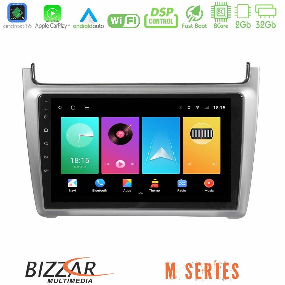 Bizzar M Series 8Core Android16 2+32GB Vw Polo 2014-2017 Navigation Multimedia Tablet 9" (Silver)