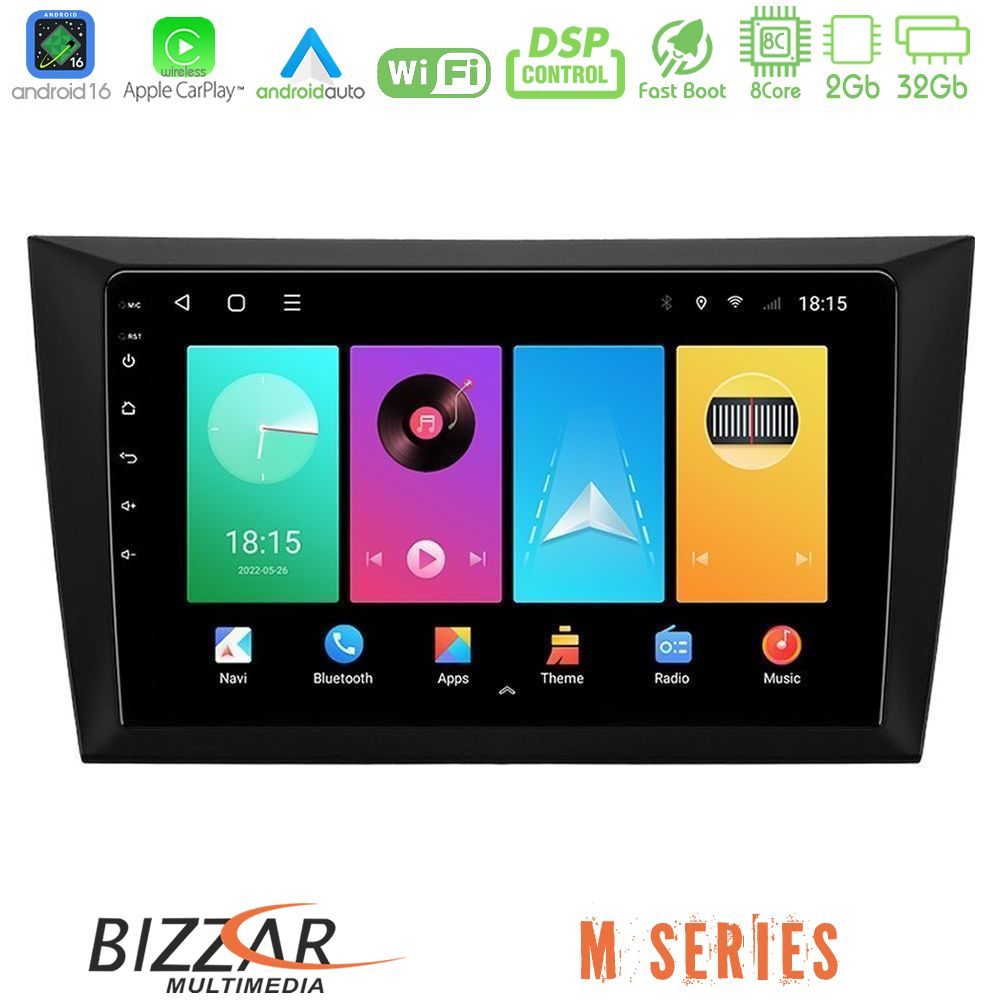Bizzar M Series 8Core Android16 2+32GB Vw Golf 6 Navigation Multimedia Tablet 9"