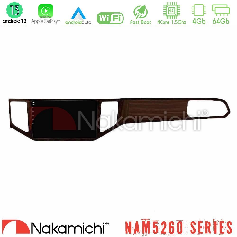 Nakamichi NAM5260 Series 4Core Android13 4+64GB VW Sportsvan 2014-2020 Navigation Multimedia Tablet 9" (Ξύλινη απόχρωση) Με Carplay & Android Auto
