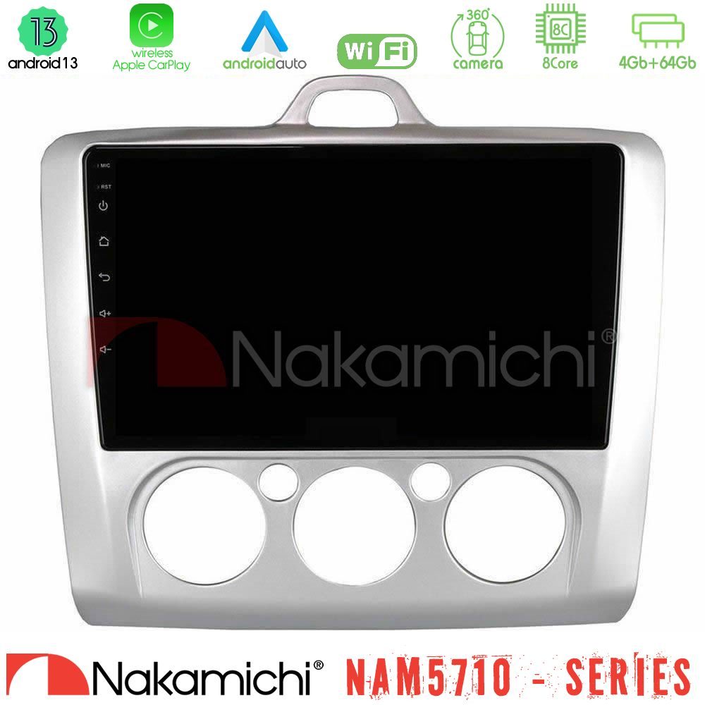 Nakamichi NAM5710 Series 8Core Android13 4+64GB Ford Focus Manual AC Navigation Multimedia Tablet 9"