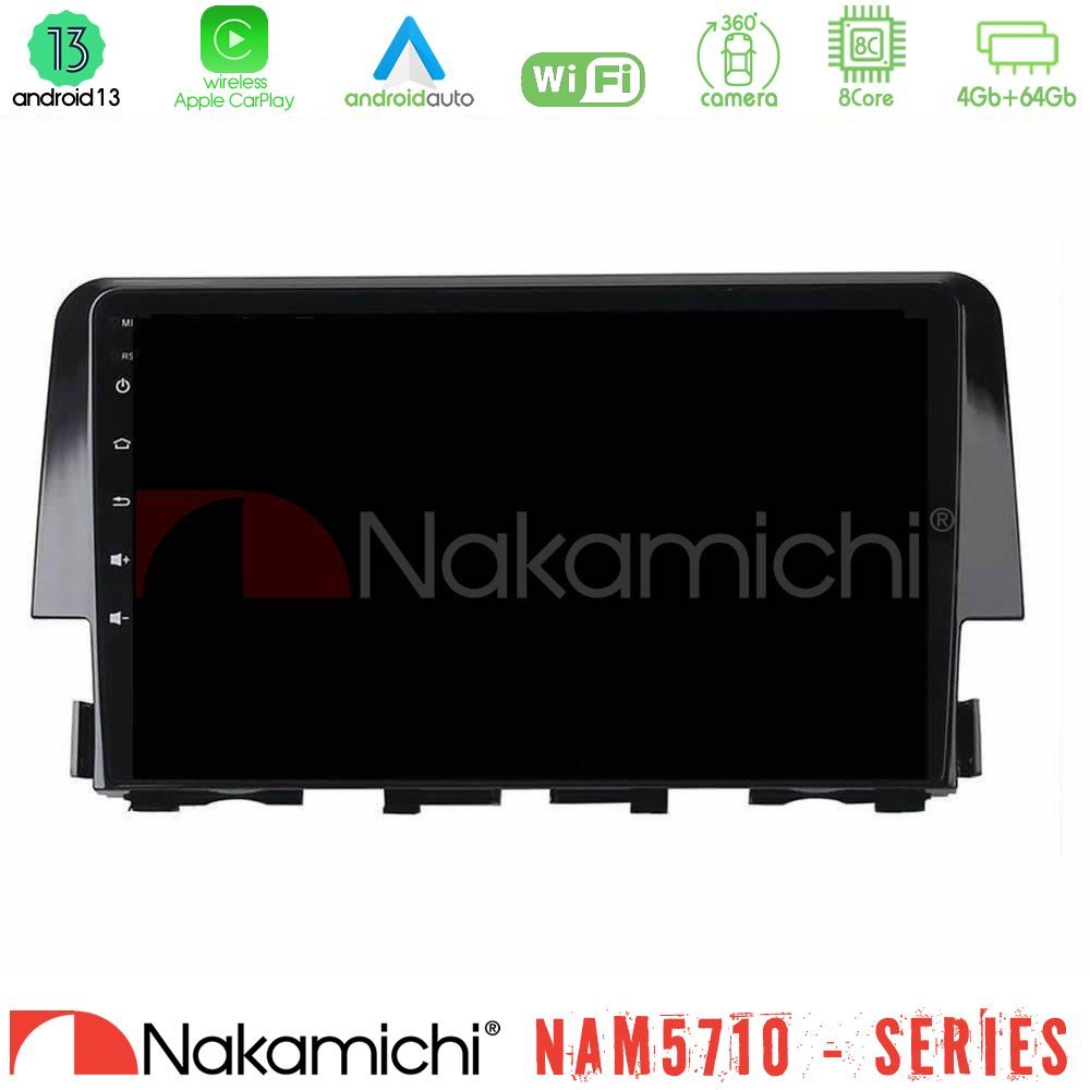 Nakamichi NAM5710 Series 8Core Android13 4+64GB Honda Civic 2016-2020 Navigation Multimedia Tablet 9"