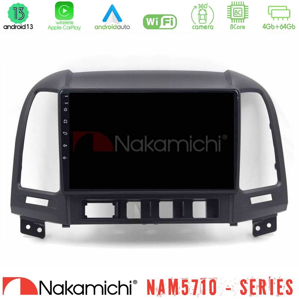 Nakamichi NAM5710 Series 8Core Android13 4+64GB Hyundai Santa Fe 2006-2013 Navigation Multimedia Tablet 9"