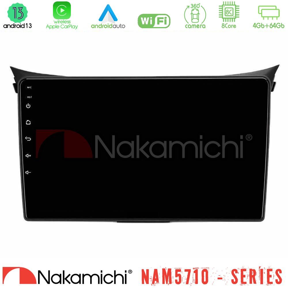 Nakamichi NAM5710 Series 8Core Android13 4+64GB Hyundai i30 2012-2017 Navigation Multimedia Tablet 9"