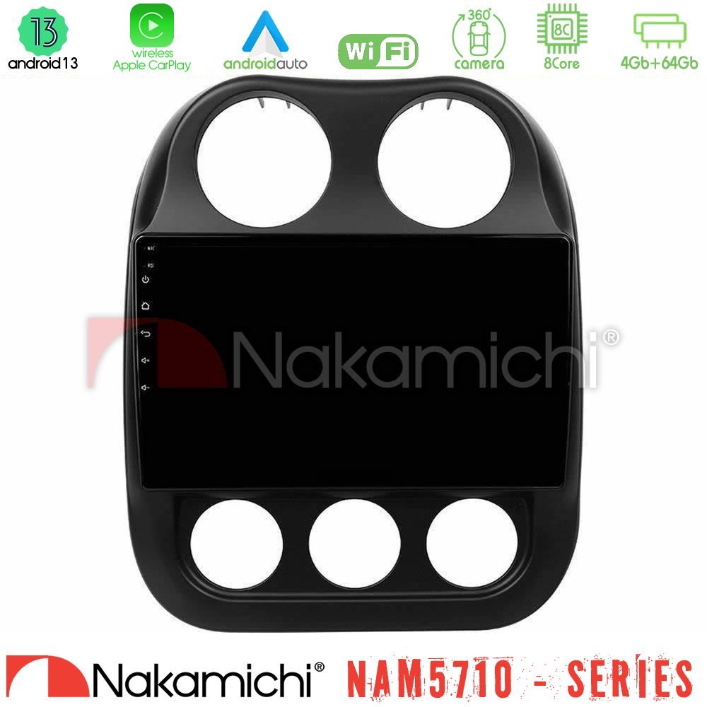 Nakamichi NAM5710 Series 8Core Android13 4+64GB Jeep Compass 2012-2016 Navigation Multimedia Tablet 10"