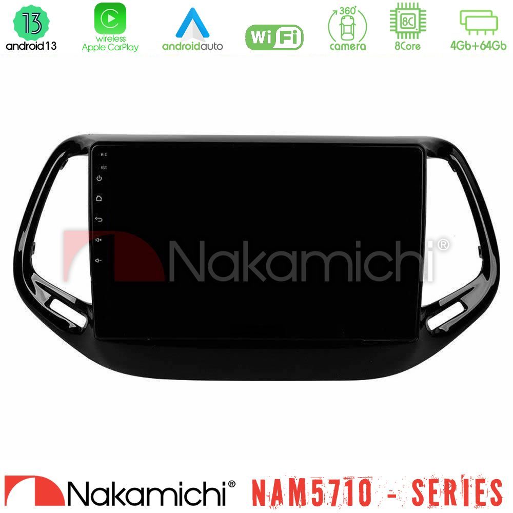 Nakamichi NAM5710 Series 8Core Android13 4+64GB Jeep Compass 2017> Navigation Multimedia Tablet 10"