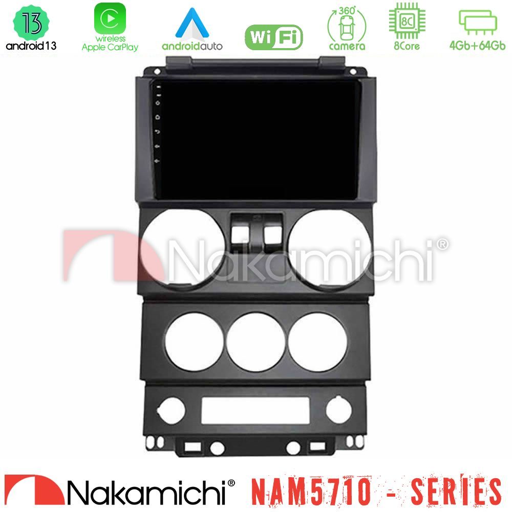 Nakamichi NAM5710 Series 8Core Android13 4+64GB Jeep Wrangler 2Door 2008-2010 Navigation Multimedia Tablet 9"