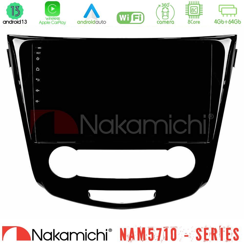 Nakamichi NAM5710 Series 8Core Android13 4+64GB Nissan Qashqai J11 (Manual A/C) Navigation Multimedia Tablet 10"