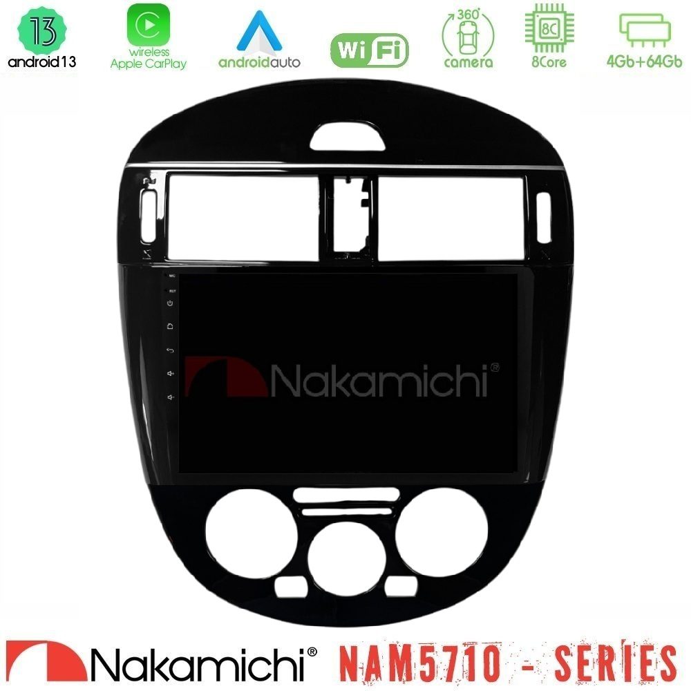 Nakamichi NAM5710 Series 8Core Android13 4+64GB Nissan Pulsar 2015-2018 (Manual A/C) Navigation Multimedia Tablet 9"