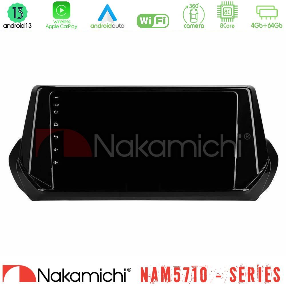 Nakamichi NAM5710 Series 8Core Android13 4+64GB  Peugeot 208/2008 2019-2023 Navigation Multimedia Tablet 9"
