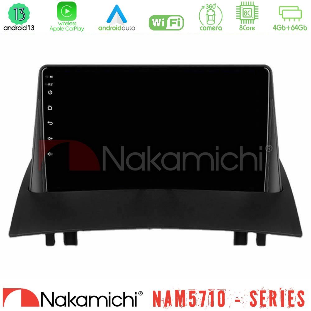 Nakamichi NAM5710 Series 8Core Android13 4+64GB Renault Megane 2 2002-2008 Navigation Multimedia Tablet 9"