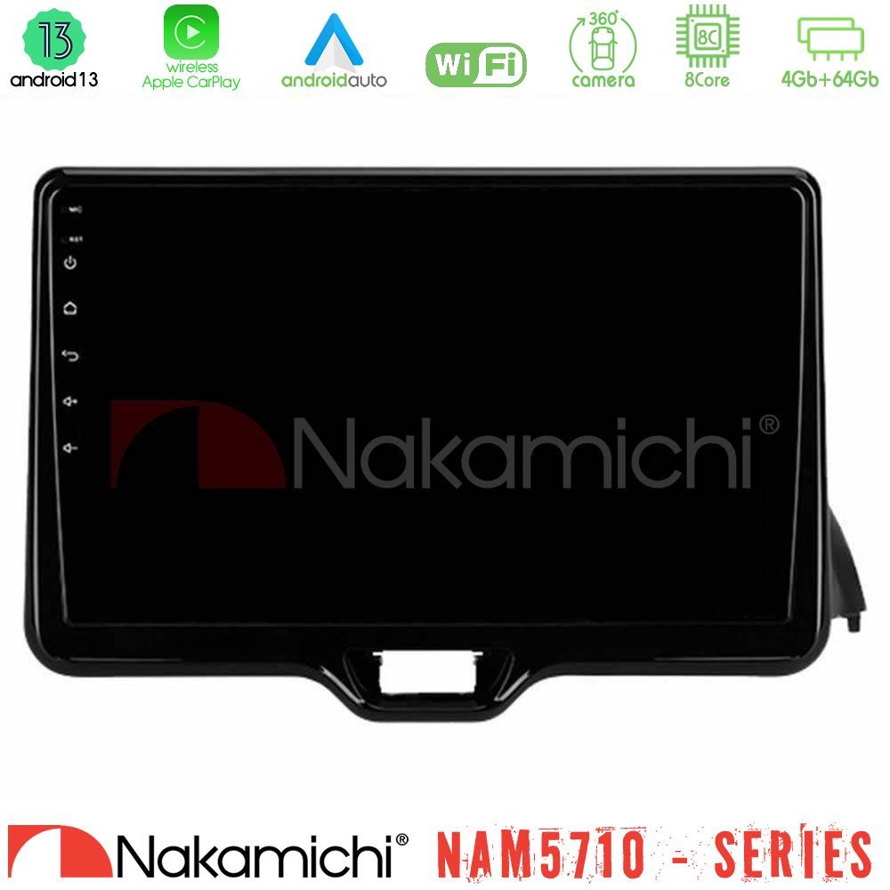 Nakamichi NAM5710 Series 8Core Android13 4+64GB Toyota Yaris 2020-> Navigation Multimedia Tablet 10"