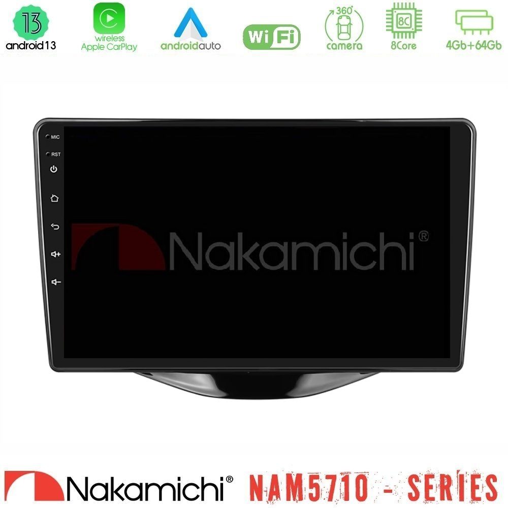 Nakamichi NAM5710 Series 8Core Android13 4+64GB Toyota Aygo | Citroen C1 | Peugeot 108 Navigation Multimedia Tablet 9"