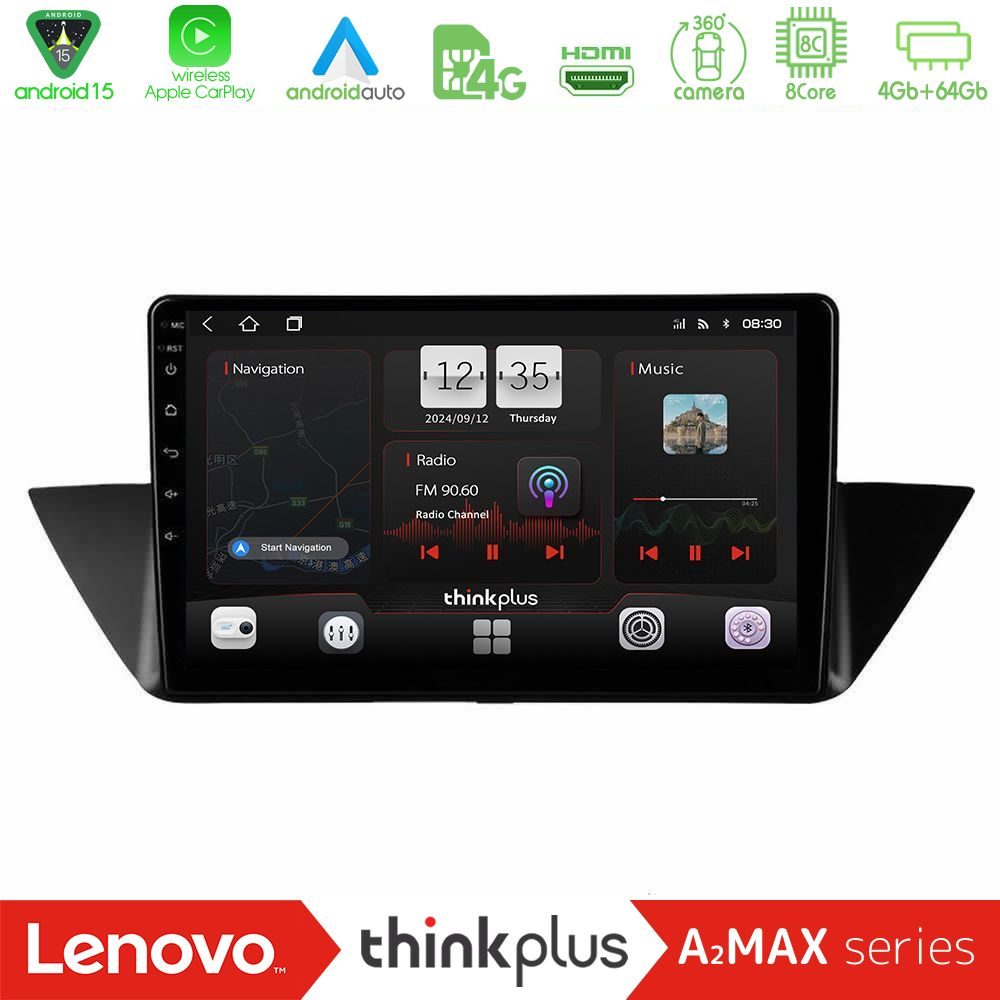 Lenovo Thinkplus A2MAX Series 8Core Android15 4+64GB BMW Χ1 E84 Navigation Multimedia Tablet 10"