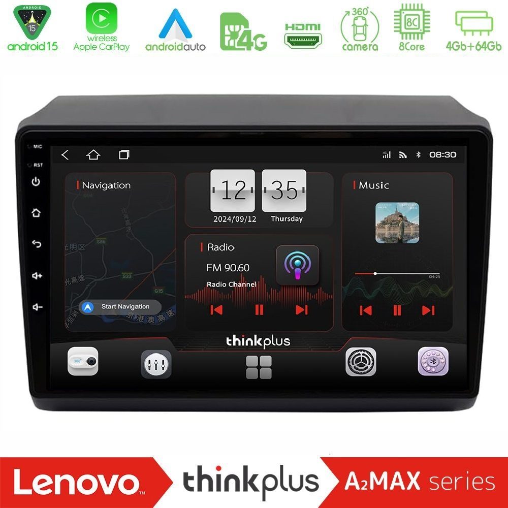 Lenovo Thinkplus A2MAX Series 8Core Android15 4+64GB Fiat Ducato/Citroen Jumper/Peugeot Navigation Multimedia Tablet 9"