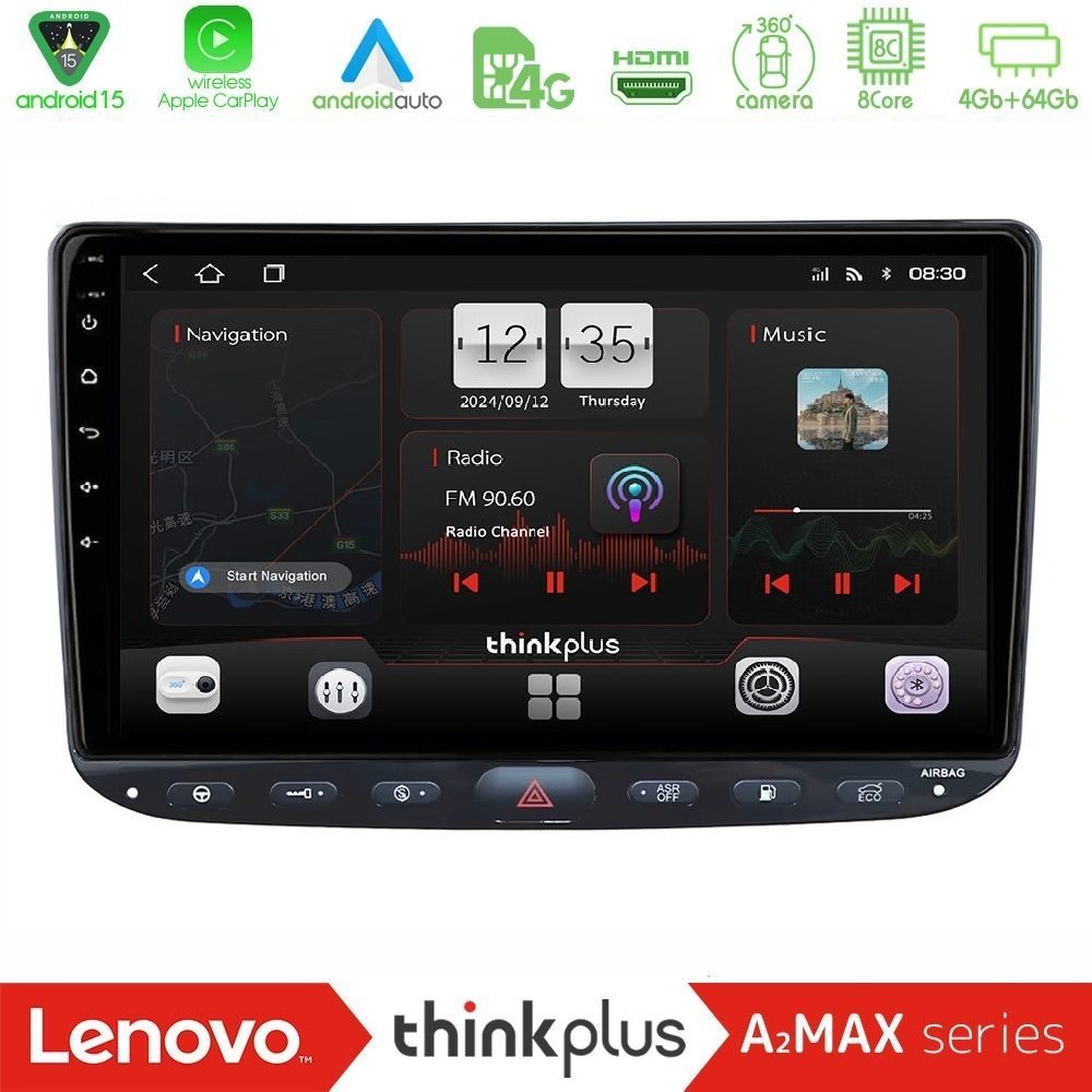 Lenovo Thinkplus A2MAX Series 8Core Android15 4+64GB Fiat Punto/ Evo Navigation Multimedia Tablet 9"