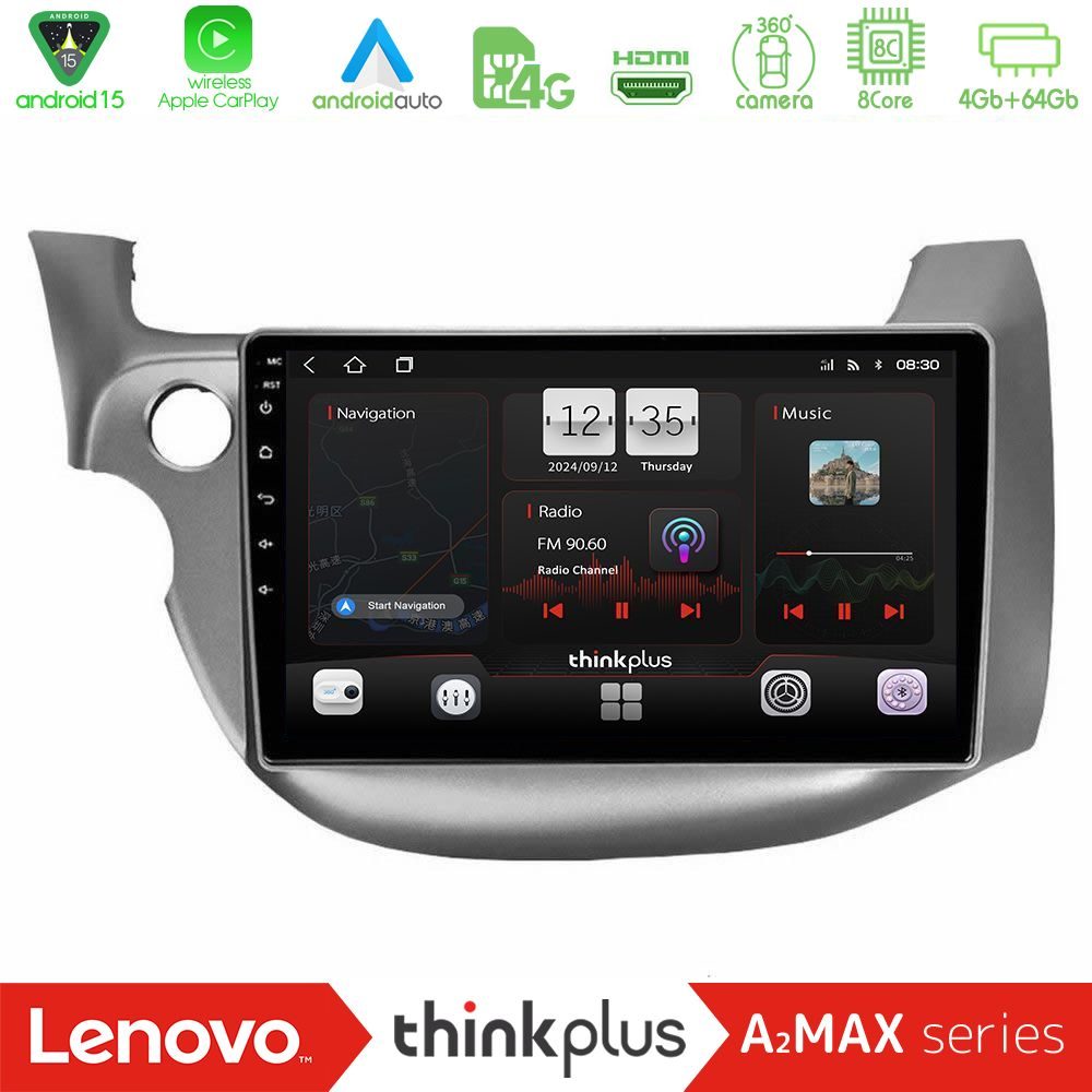 Lenovo Thinkplus A2MAX Series 8Core Android15 4+64GB Honda Jazz 2009-2013 Navigation Multimedia Tablet 10"