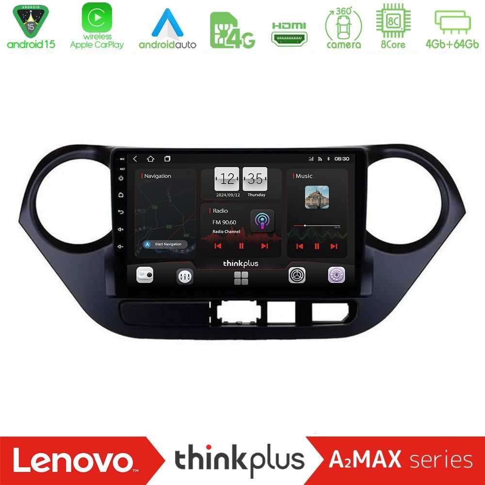 Lenovo Thinkplus A2MAX Series 8Core Android15 4+64GB Hyundai i10 2014-2020 Navigation Multimedia Tablet 9"