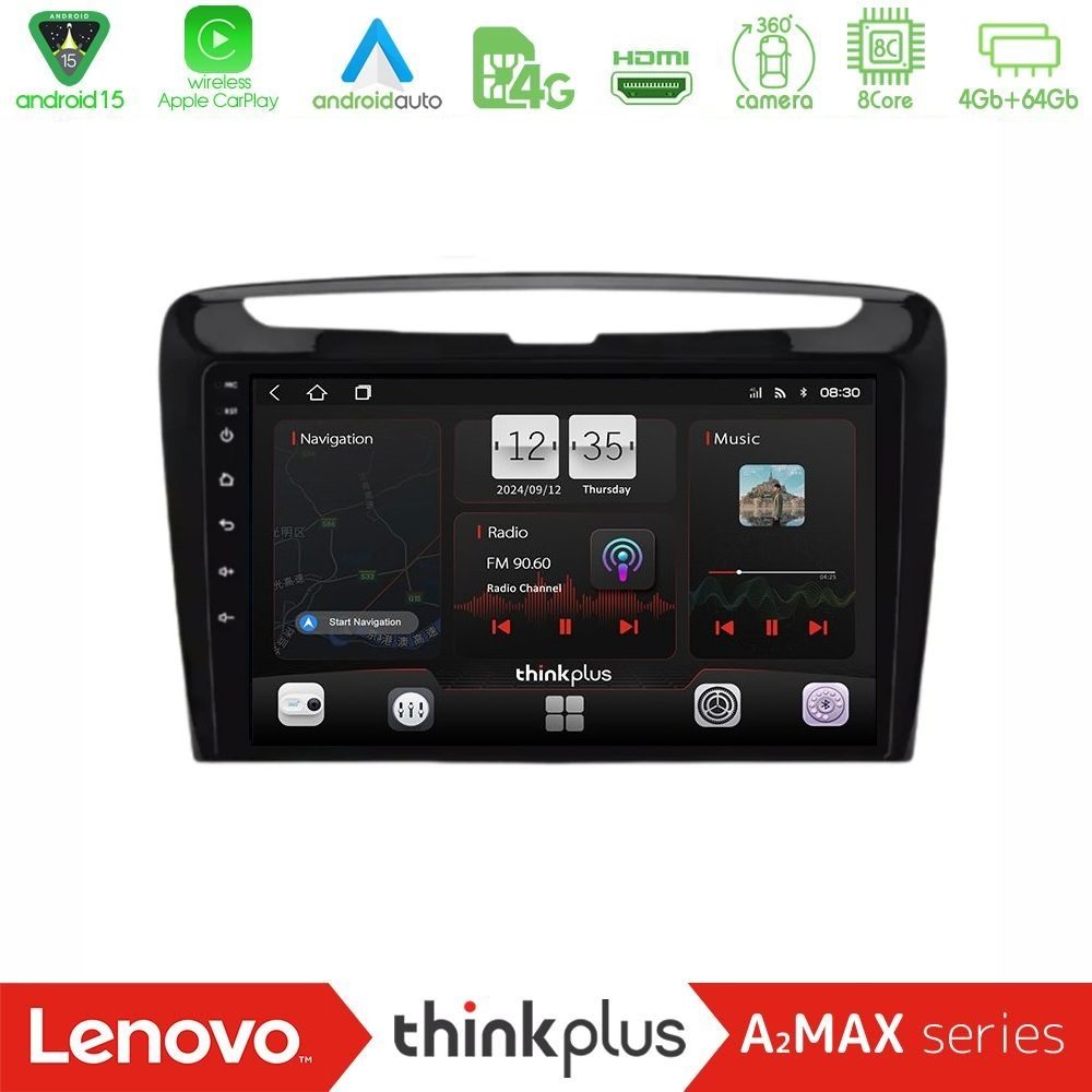 Lenovo Thinkplus A2MAX Series 8Core Android15 4+64GB Lancia Ypsilon 2011-2015 Navigation Multimedia Tablet 9"