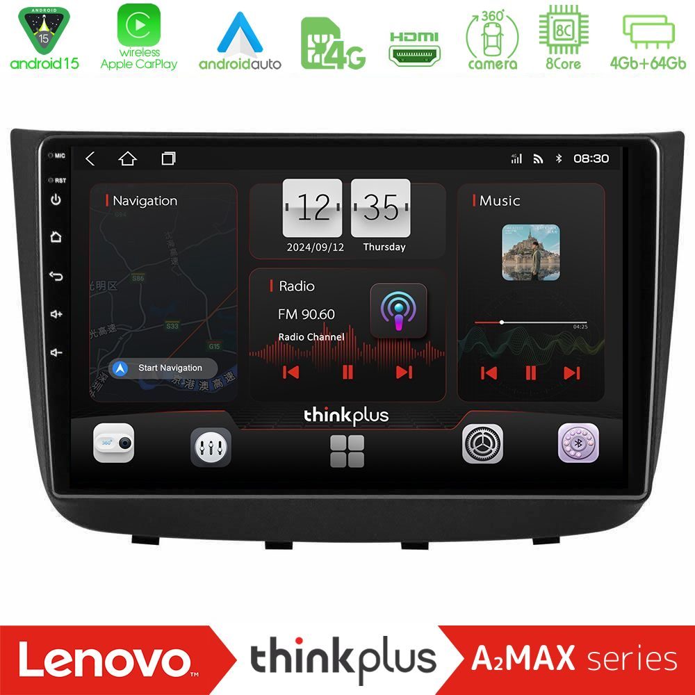 Lenovo Thinkplus A2MAX Series 8Core Android15 4+64GB Mercedes Vito/Viano 2003-2006 Navigation Multimedia Tablet 10"