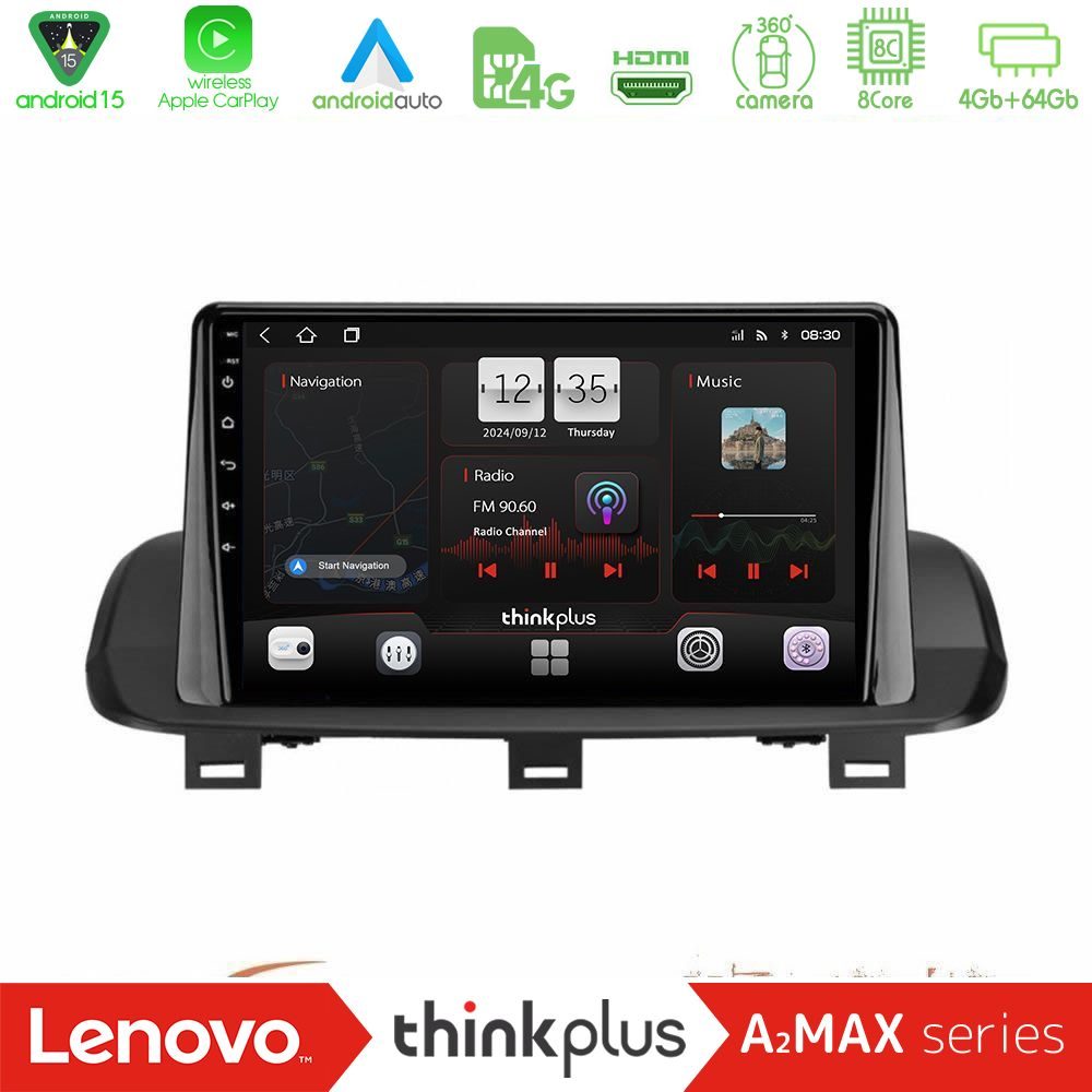 Lenovo Thinkplus A2MAX Series 8Core Android15 4+64GB Nissan Qashqai J12 amp; X-Trail T33 Navigation Multimedia Tablet 10"