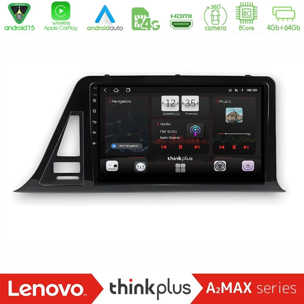 Lenovo Thinkplus A2MAX Series 8Core Android15 4+64GB Toyota CH-R RHD Navigation Multimedia Tablet 9"