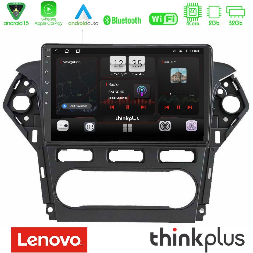 Lenovo Thinkplus Series 4Core Android15 2+32GB Ford Mondeo 2011-2014 Navigation Multimedia Tablet 10" Με Carplay & Android Auto