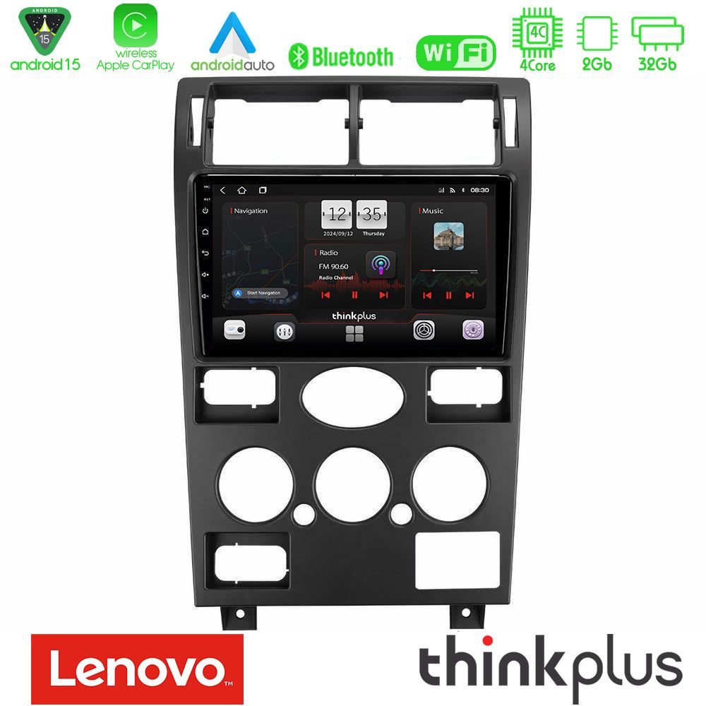 Lenovo Thinkplus Series 4Core Android15 2+32GB Ford Mondeo 2001-2004 Navigation Multimedia Tablet 9" Με Carplay & Android Auto