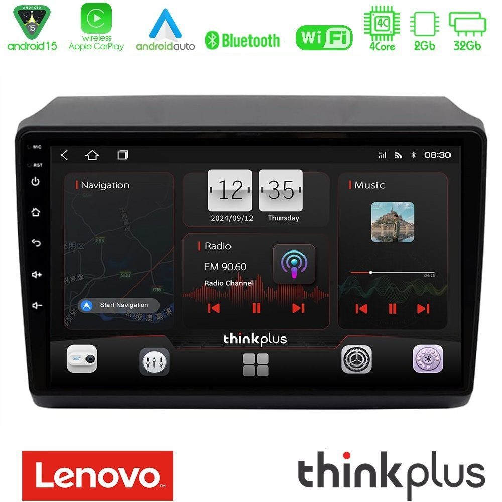 Lenovo Thinkplus Series 4Core Android15 2+32GB Fiat Ducato/Citroen Jumper/Peugeot Navigation Multimedia Tablet 9" Με Carplay & Android Auto