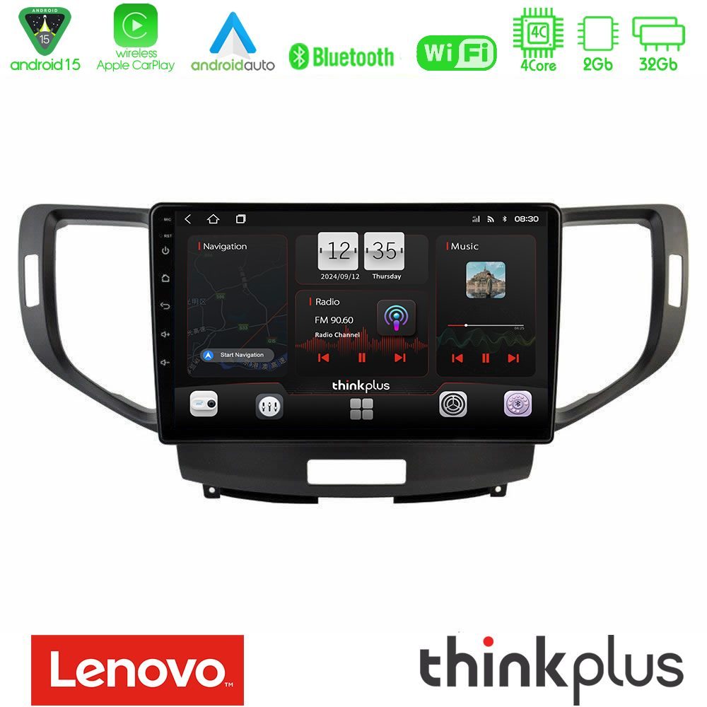 Lenovo Thinkplus Series 4Core Android15 2+32GB Honda Accord 2008-2015 Navigation Multimedia Tablet 9" Με Carplay & Android Auto