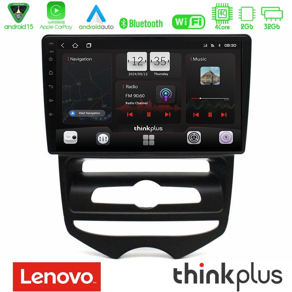 Lenovo Thinkplus Series 4Core Android15 2+32GB Hyundai ix20 2010-2020 (MANUAL A/C) Navigation Multimedia Tablet 9" Με Carplay & Android Auto