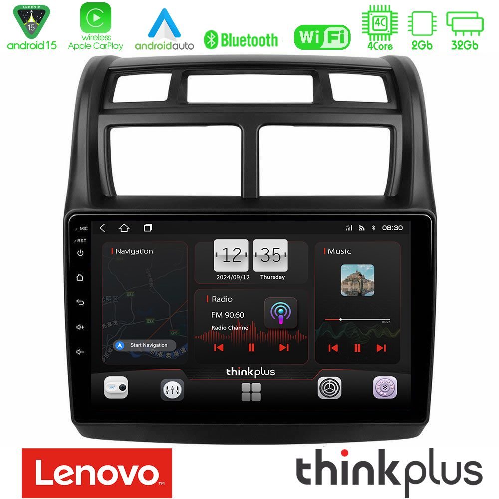 Lenovo Thinkplus Series 4Core Android15 2+32GB Kia Sportage 2008-2011 Navigation Multimedia Tablet 9" Με Carplay & Android Auto