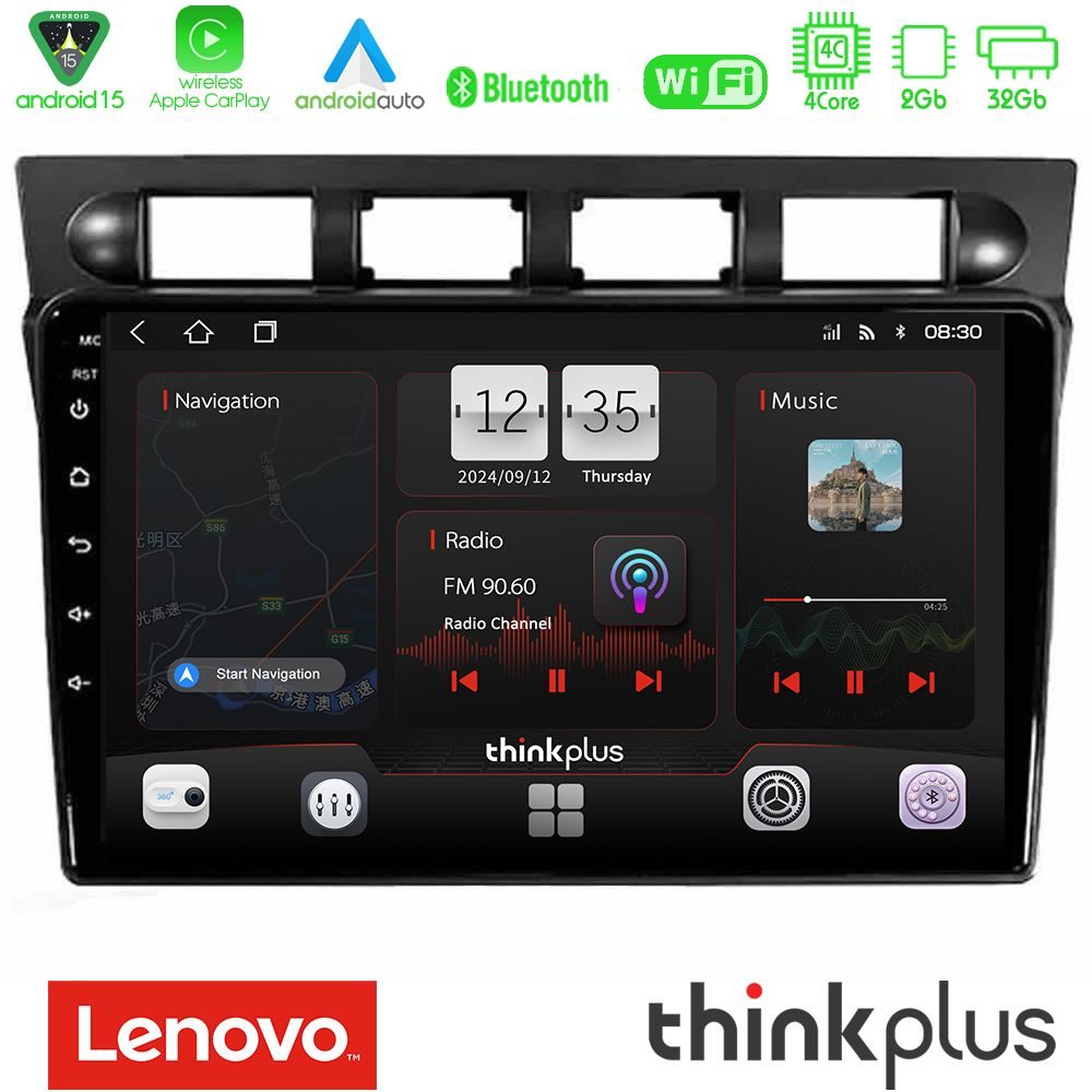 Lenovo Thinkplus Series 4Core Android15 2+32GB Kia Picanto 2004-2007 Navigation Multimedia Tablet 9" Με Carplay & Android Auto Με Carplay & Android Auto
