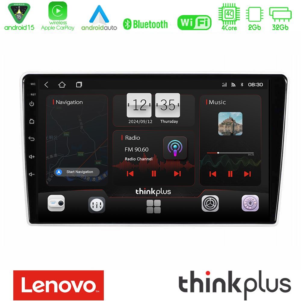 Lenovo Thinkplus Series 4Core Android15 2+32GB Kia Sportage 2005-2008 Navigation Multimedia Tablet 9" Με Carplay & Android Auto Με Carplay & Android Auto