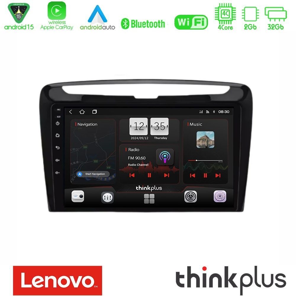 Lenovo Thinkplus Series 4Core Android15 2+32GB Lancia Ypsilon 2011-2015 Navigation Multimedia Tablet 9" Με Carplay & Android Auto