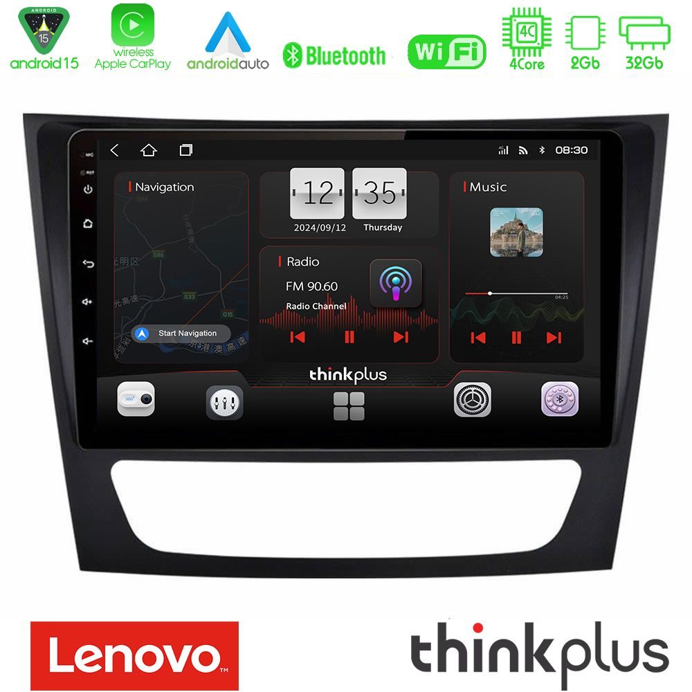 Lenovo Thinkplus Series 4Core Android15 2+32GB Mercedes E Class / CLS Class Navigation Multimedia Tablet 9" Με Carplay & Android Auto