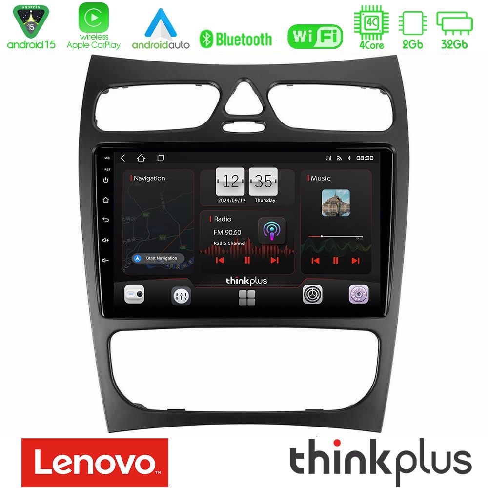 Lenovo Thinkplus Series 4Core Android15 2+32GB  Mercedes CLK Class W209 2000-2004 Navigation Multimedia Tablet 9" Με Carplay & Android Auto