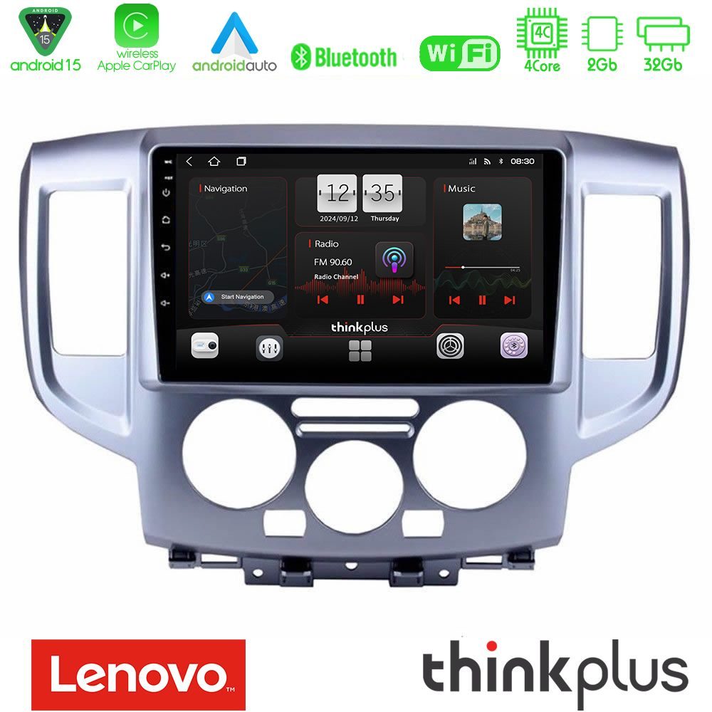 Lenovo Thinkplus Series 4Core Android15 2+32GB Nissan NV200 Navigation Multimedia Tablet 9" Με Carplay & Android Auto