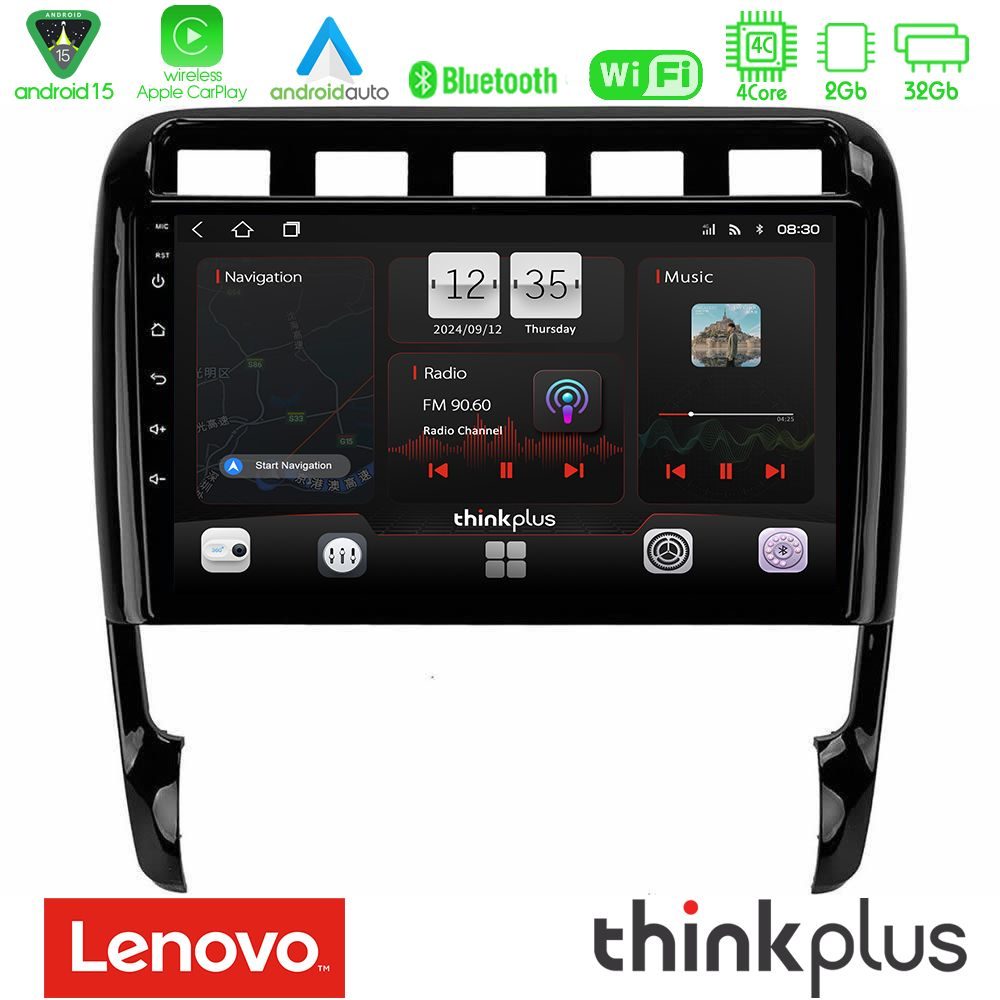 Lenovo Thinkplus Series 4Core Android15 2+32GB Porsche Cayenne 2003-2010 Navigation Multimedia Tablet 9" Με Carplay & Android Auto