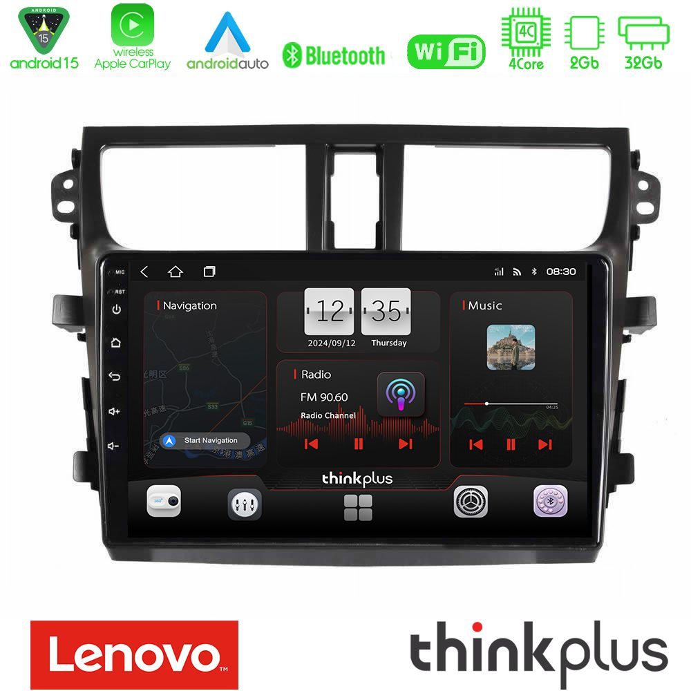 Lenovo Thinkplus Series 4Core Android15 2+32GB Suzuki Celerio 2014-2020 Navigation Multimedia Tablet 9" Με Carplay & Android Auto Με Carplay & Android Auto