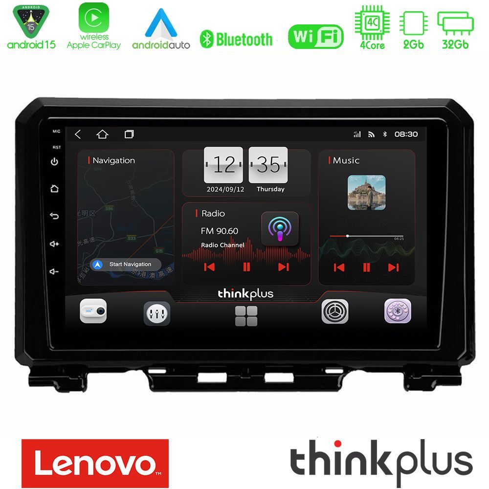 Lenovo Thinkplus Series 4Core Android15 2+32GB Suzuki Jimny 2018-2022 Navigation Multimedia Tablet 9" Με Carplay & Android Auto