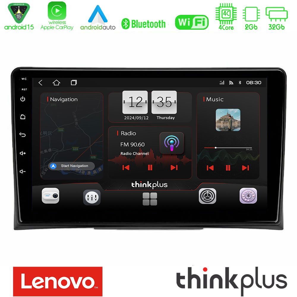 Lenovo Thinkplus Series 4Core Android15 2+32GB VW Transporter 2003-2015 Navigation Multimedia Tablet 9" Με Carplay & Android Auto