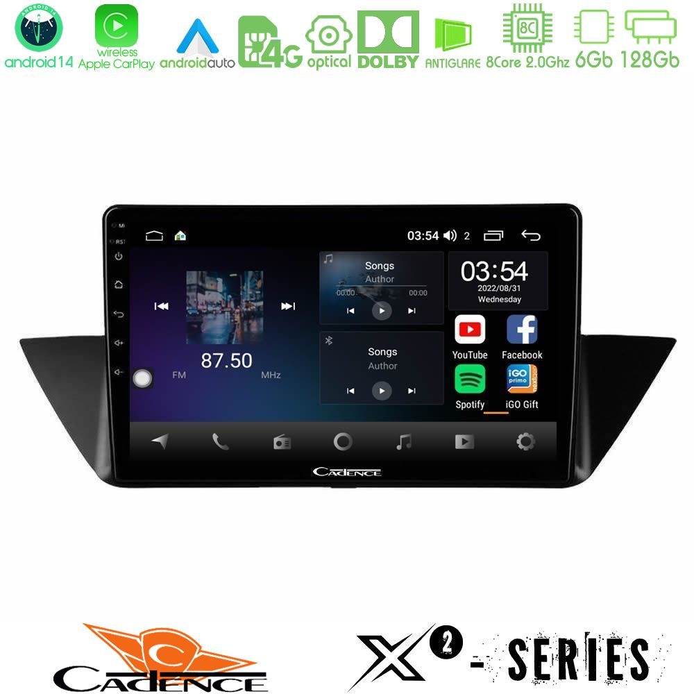 Cadence X2 Series 8Core Android14 6+128GB BMW Χ1 E84 Navigation Multimedia Tablet 10"